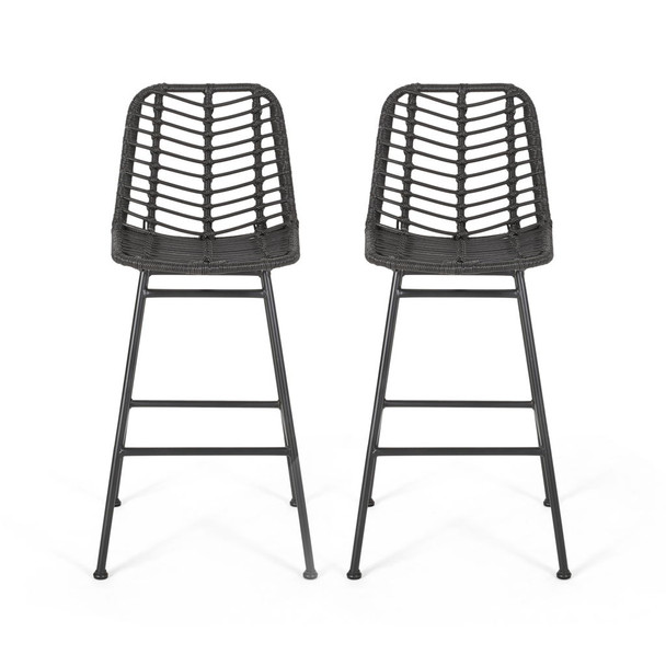 Sawtelle - Outdoor Wicker Barstools (Set of 2)