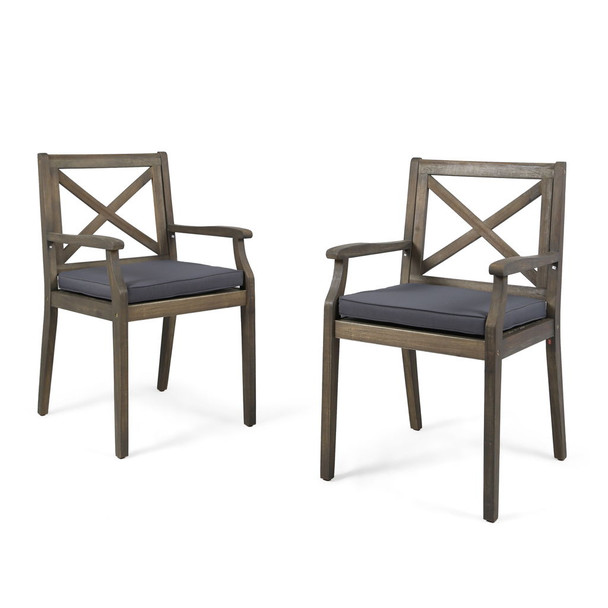 Perla - Dining Chair Set With Cushions 2 Piece - Dark Gray Perla - Dining Chair Set With Cushions 2 Piece - Dark Gray