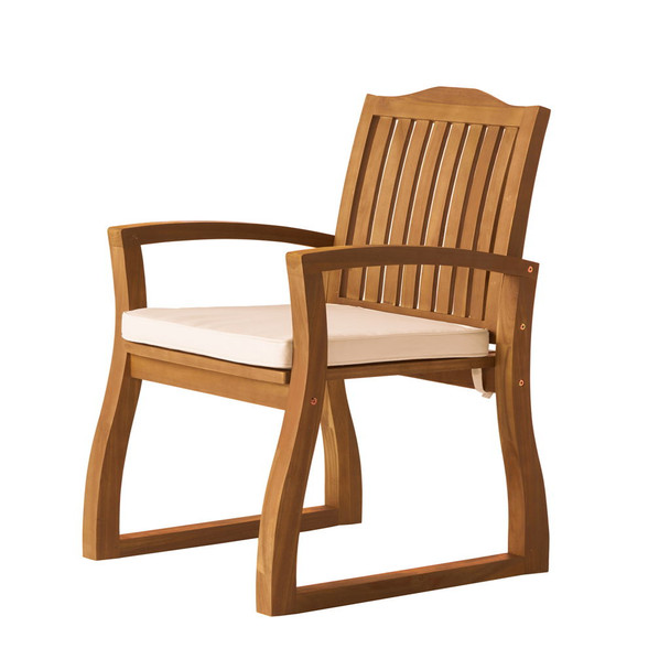 Della - Wood Armchair (Set of 2) Outdoor Dining Chairs - Cream Della - Wood Armchair (Set of 2) Outdoor Dining Chairs - Cream