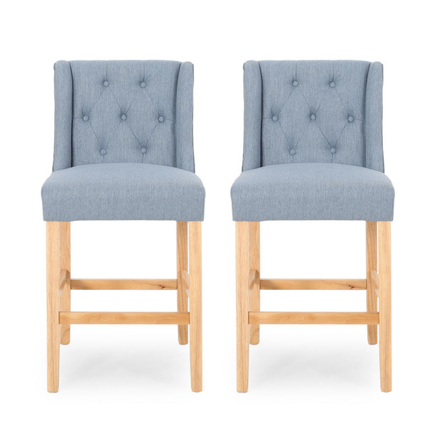 Vienna - Contemporary Fabric Tufted & Wingback Counter Stools (Set of 2)