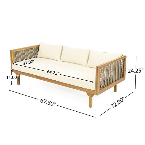 Claremont - 3 Seater Daybed Teak Acacia Wood Water Resistant Cushions Claremont - 3 Seater Daybed Teak Acacia Wood Water Resistant Cushions