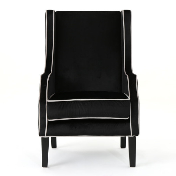 Elegant Velvet Club Chair With Tonal Piping Elegant Velvet Club Chair With Tonal Piping