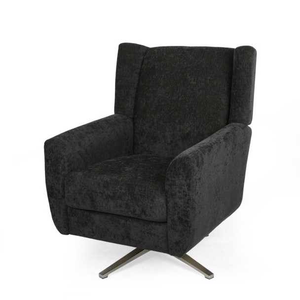 Contemporary Swivel Chair With Wingback Design - Black Contemporary Swivel Chair With Wingback Design - Black