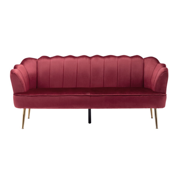 Modern Glam 3 Seater Sofa With Velvet Texture Modern Glam 3 Seater Sofa With Velvet Texture