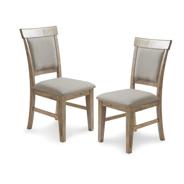 Dining Side Chair With Cushioned Seats And Backs (Set of 2) - Cream / Gray Dining Side Chair With Cushioned Seats And Backs (Set of 2) - Cream / Gray