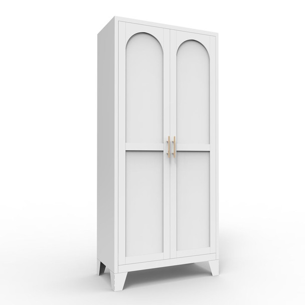 2 Shapely Doors Cabinet Metal Storage Cabinet With Doors And Adjustable Shelves For Bedroom Living Room - White 2 Shapely Doors Cabinet Metal Storage Cabinet With Doors And Adjustable Shelves For Bedroom Living Room - White