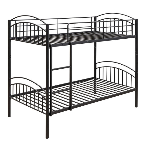 Twin Over Twin Bunk Bed, Divided Into Two Beds - Black Twin Over Twin Bunk Bed, Divided Into Two Beds - Black