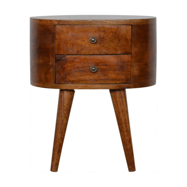 Rounded Bedside Table - Chestnut Rounded Bedside Table - Chestnut