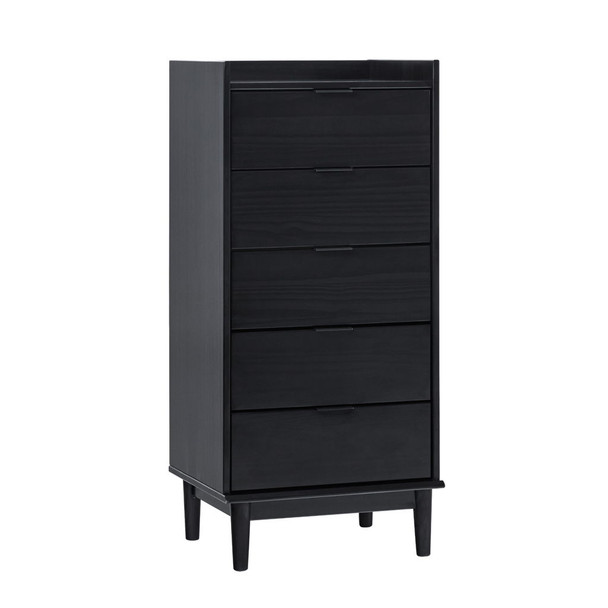 Modern Minimalist 5 Drawer Gallery Top Dresser - Black Modern Minimalist 5 Drawer Gallery Top Dresser - Black