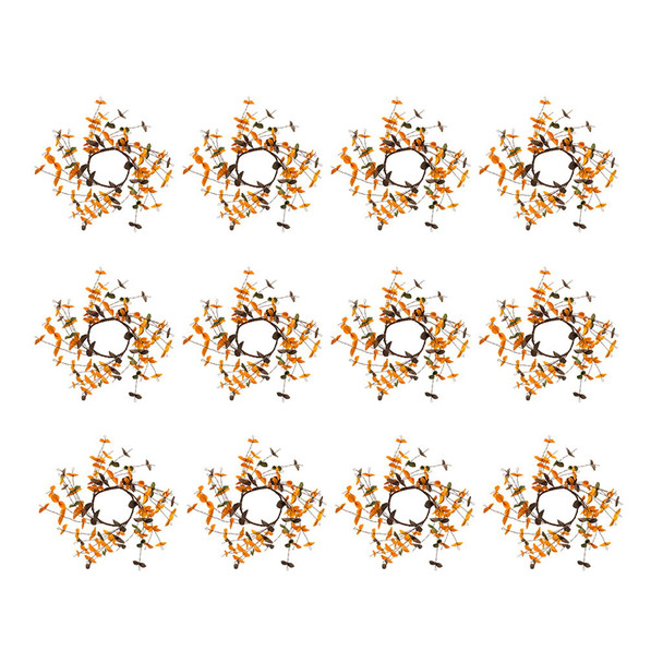 Fall Leaves Wreath, Botanicals Decor For Harvest Festival Fall Festival & Thanksgiving Table Decorations (Set of 12) - Orange Multi