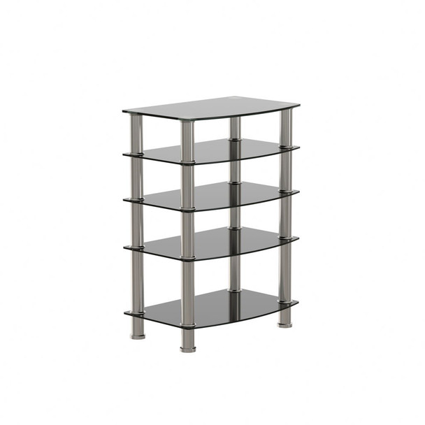 5 Tier Tempered Glass Side Table, Stainless Steel Frame End Table For Living Room, Bedroom - Black 5 Tier Tempered Glass Side Table, Stainless Steel Frame End Table For Living Room, Bedroom - Black