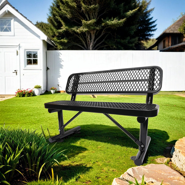 Outdoor Steel Bench With Backrest Outdoor Steel Bench With Backrest