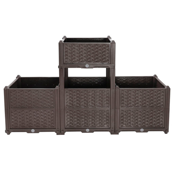 Indoor / Outdoor Rectangular Plastic Planting Box Kit For Vegetables, Herbs, Flowers & Succulents, Coffee, Polypropylene, 62.80" - Coffee Indoor / Outdoor Rectangular Plastic Planting Box Kit For Vegetables, Herbs, Flowers & Succulents, Coffee, Polypropylene, 62.80" - Coffee