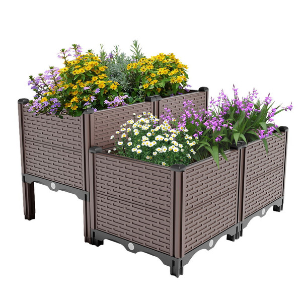 Raised Garden Beds Outdoor, Planter Boxes Outdoor For Vegetables, Flowers, Herbs, Garden Box With Drain Outlet, Heat And Frost Resistant Planters - Black / Brown Raised Garden Beds Outdoor, Planter Boxes Outdoor For Vegetables, Flowers, Herbs, Garden Box With Drain Outlet, Heat And Frost Resistant Planters - Black / Brown