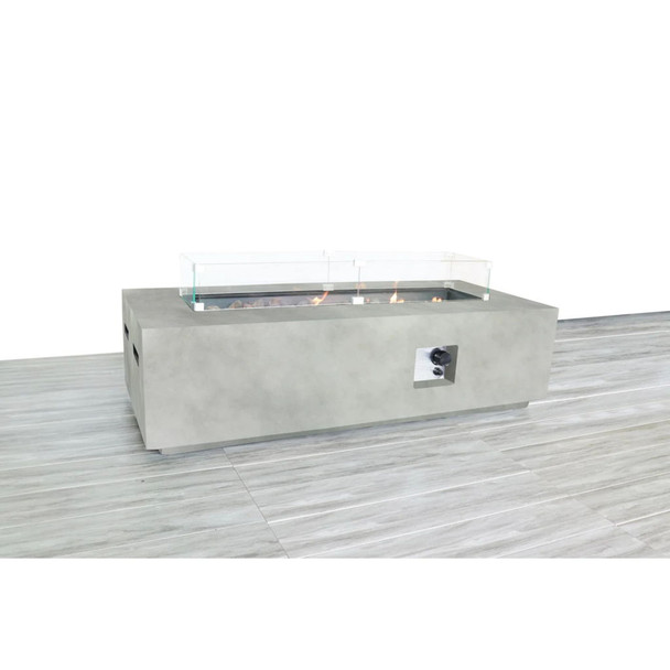 Rectangular Propane Fire Pit Table With Fiber Reinforcement And Adjustable Flame Control - Gray Rectangular Propane Fire Pit Table With Fiber Reinforcement And Adjustable Flame Control - Gray