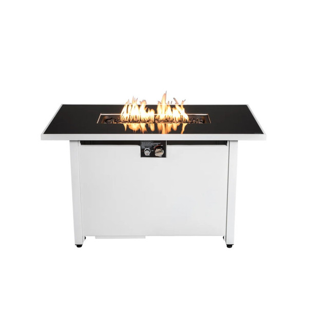 Outdoor 43" Rectangular Fire Pit Table With Adjustable Flame Control - White Outdoor 43" Rectangular Fire Pit Table With Adjustable Flame Control - White