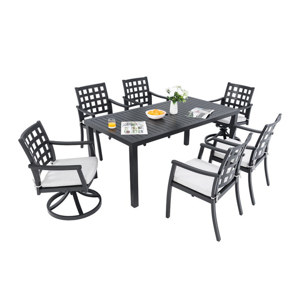 Modern Classic Outdoor Patio Dining Set, Rectangular Table & Dining Chairs, Rust Free, Weather Resistant Modern Classic Outdoor Patio Dining Set, Rectangular Table & Dining Chairs, Rust Free, Weather Resistant