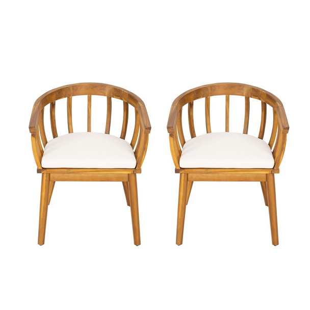 Klismos - Dining Armchair (Set of 2) - Teak / Beige Klismos - Dining Armchair (Set of 2) - Teak / Beige