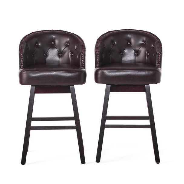 360 Degree Swivel Bar Stool With Stunning Nailhead Trim (Set of 2)