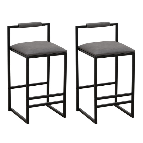 Elegant Bar Stool Set With Backrest And Footrest, Counter Height (Set of 2)