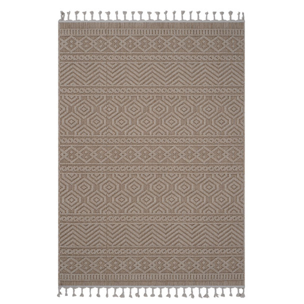 Guros - 6' X 9' Geometric Indoor / Outdoor Area Rug - Mocha