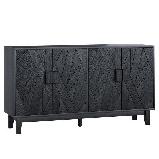 Modern Style Buffet Cabinet, Storage Side Cabinet Buffet Cabinet, Medieval Modern Multifunctional Decorative Cabinet Suitable For Living Room, Dining Room, Entrance, Corridor, Kitchen - Black