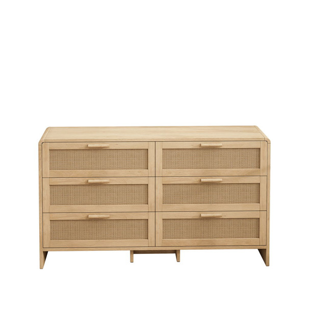 Modern Arc Shaped Corner Rattan Cabinet With 6 Drawers