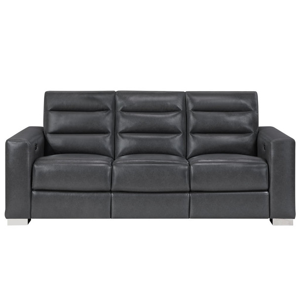 Yamein - Power Reclining Sofa With Bookcase Arms And LED Lights - Charcoal