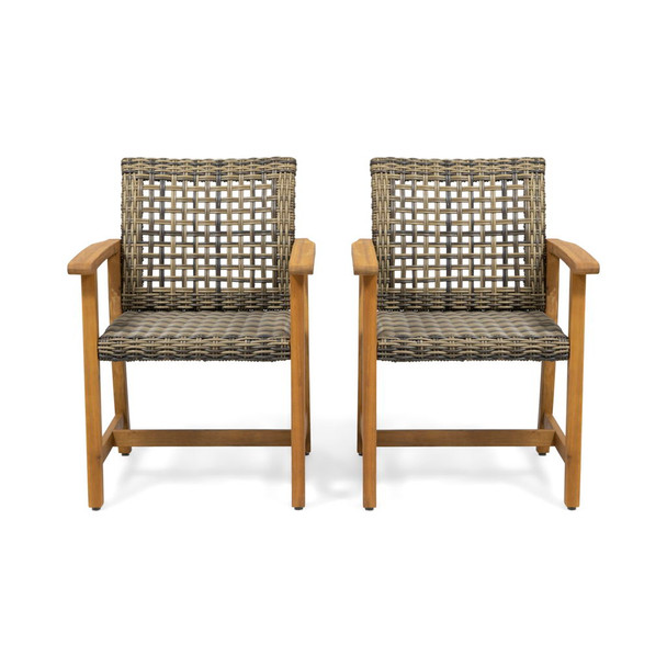 Outdoor Dining Chair Acacia Wood Frame (Set of 2)