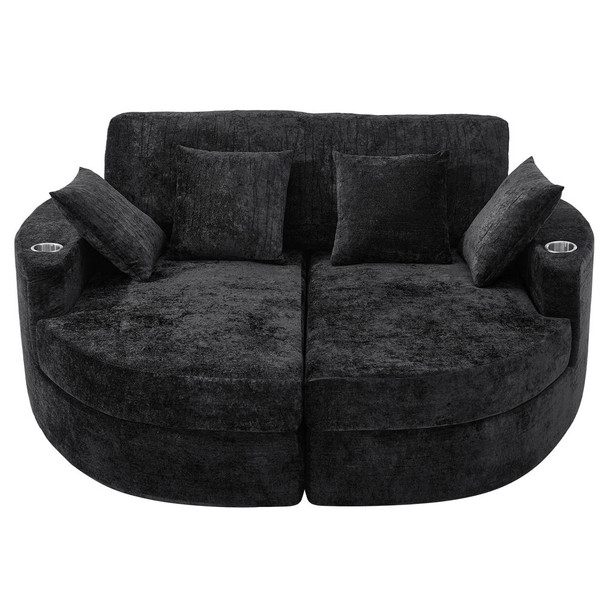 Boneless Design Upholstered Sofa Bed With Cup Holders