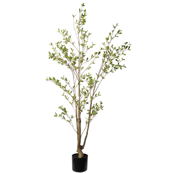 Lifelike Artificial Olive Tree With Plastic Pot For Home Living Room Decor - Green Leaves