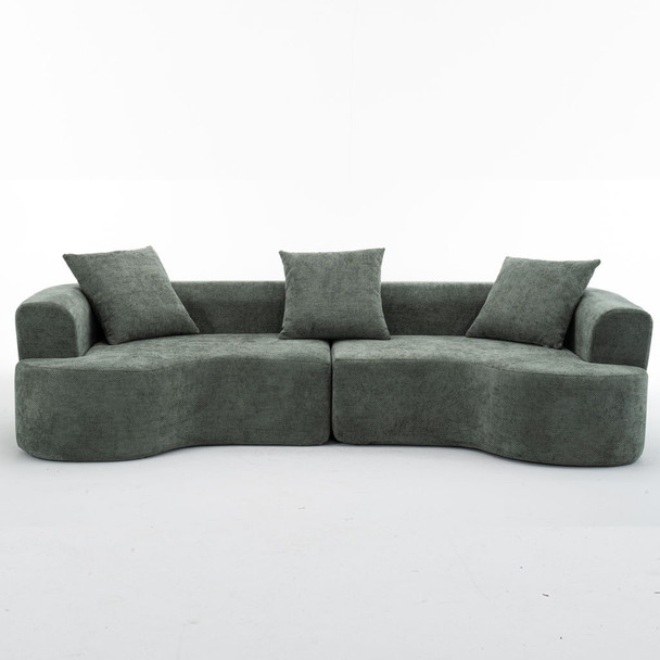 Modern Style Ultra Smooth Curved Sofa With 3 Pillows