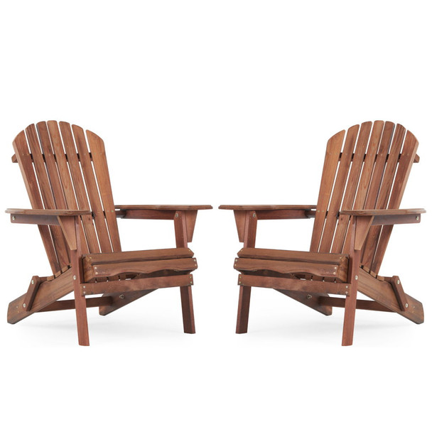 Lounge Patio Chair For Garden Outdoor Wooden Folding Adirondack Chair (Set of 2) Solid Cedar Wood Lounge Patio Chair For Garden