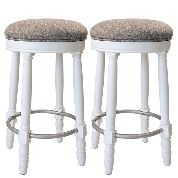 360° Swivel Wooden Barstools With Upholstered Seat, Counter Height (Set of 2)