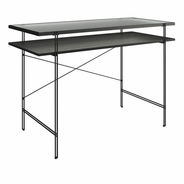 Vance - Computer Desk With Fluted Glass Desktop - Black