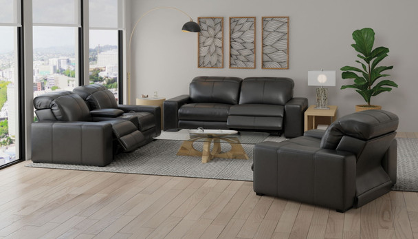 Ferrara - Power Adjustable Headrest Power Recliner Sofa With Zero Gravity - Black