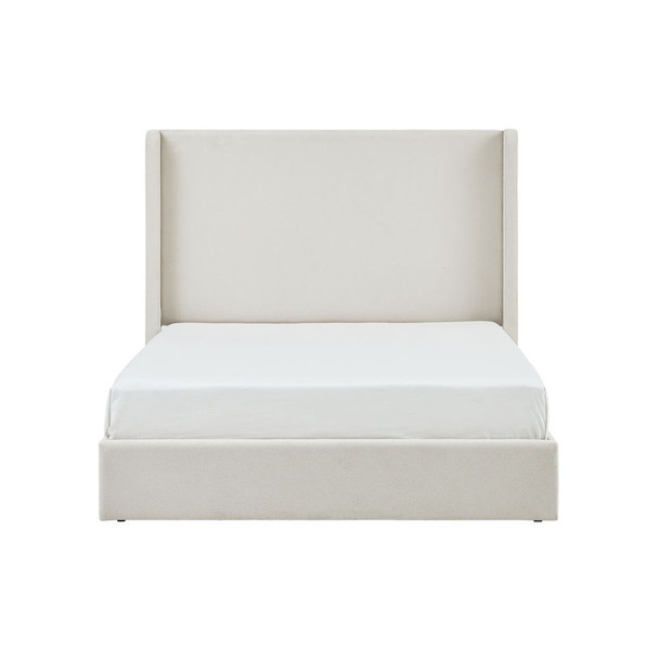 Carmen - King Size Upholstered Wingback Bed - Ivory