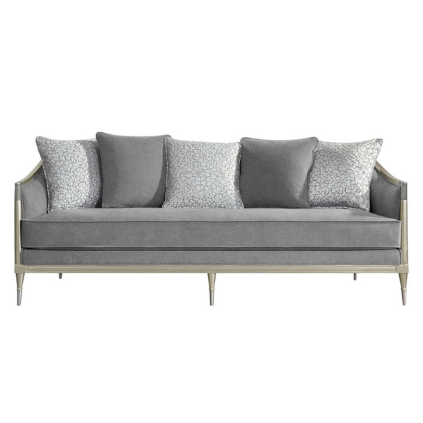Fernando - Sofa With 5 Pillows - Champagne / Gray