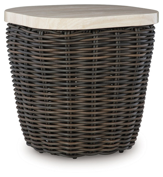 Kimora - Square End Table - Beige / Dark Brown