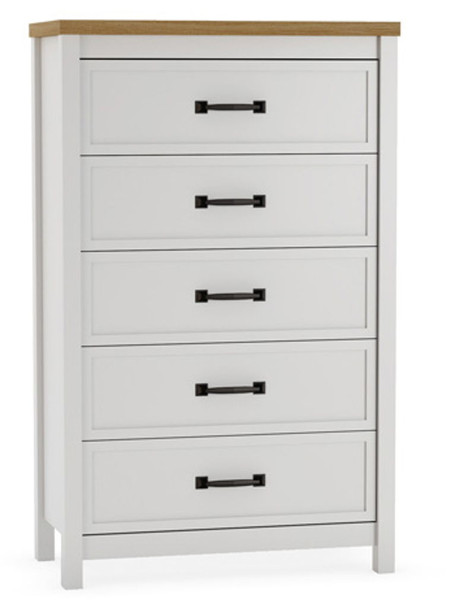 Kerisden - Five Drawer Chest - White / Brown