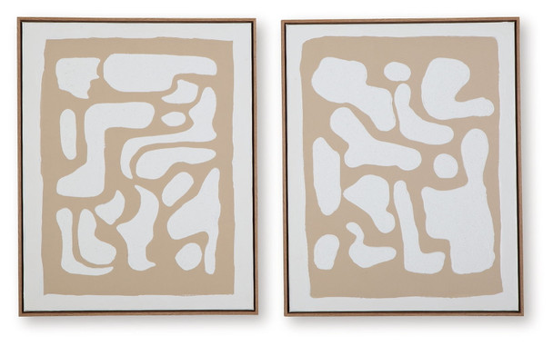 Waldett - Wall Art Set (Set of 2) - Beige / White