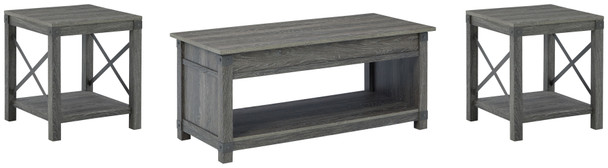 Freedan - 3 Pc. - Coffee Table, 2 End Tables - Grayish Brown