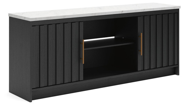 Cadmori - XL TV Stand With Fireplace Option - Black / White