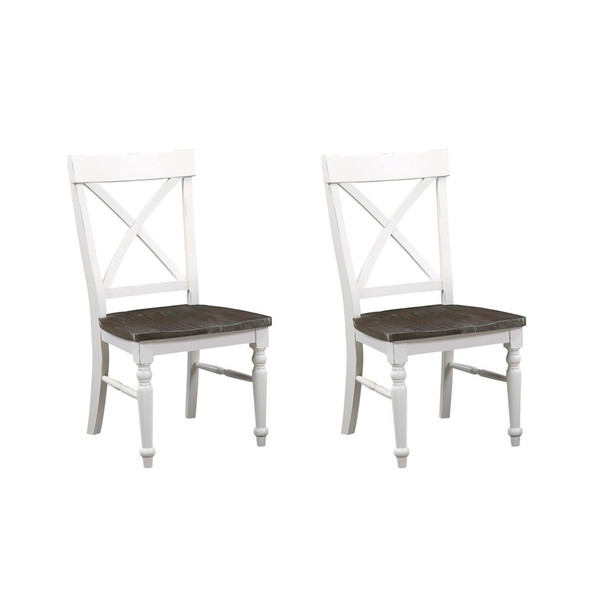 Dining Chairs (Set of 2) - Brown / White
