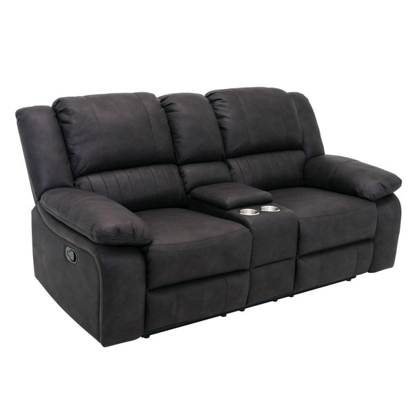 Reclining Console Loveseat - Black - Fabric