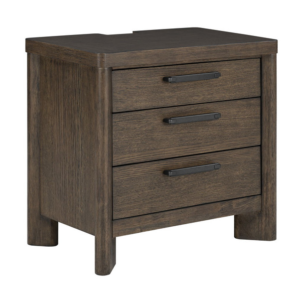 3 Drawer Nightstand With USB - Dark Oak