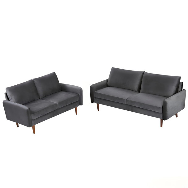 Kent - 2 Piece Sofa & Loveseat Set For Living Room - Gray
