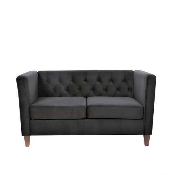 Button Tufted Loveseat, 2 Seater With Square Arm Couch For Living Room