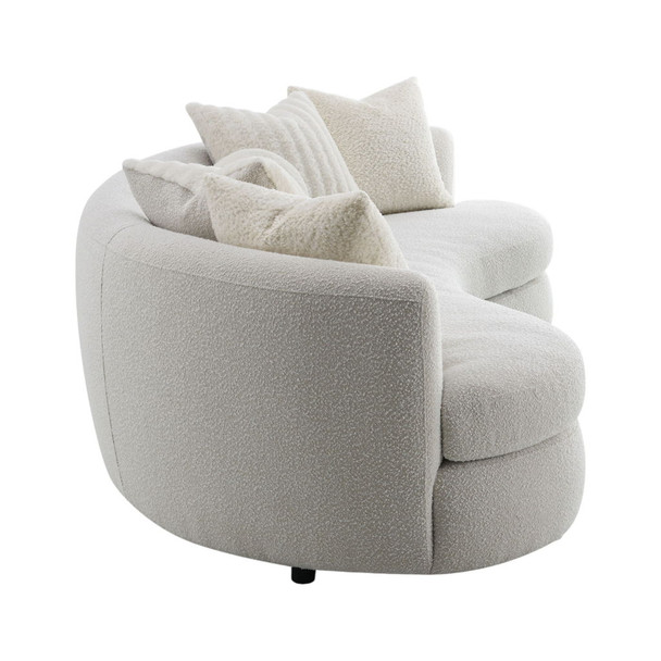 Iniko - Boucle Sofa With Toss Pillows - Beige