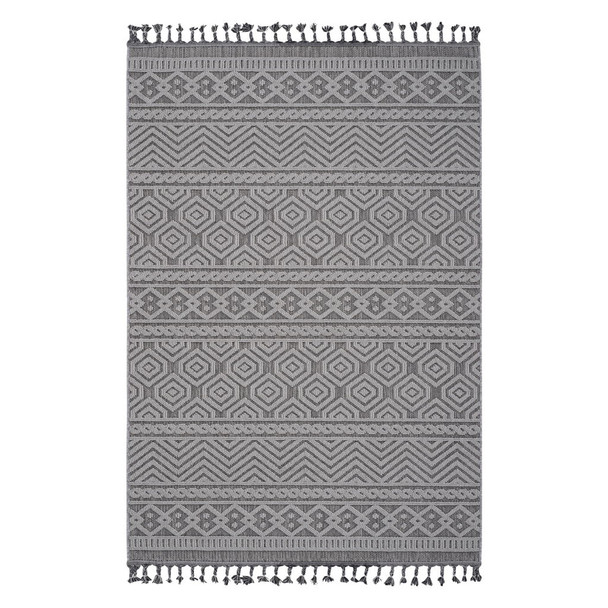 Guros - 8' X 10' Geometric Indoor / Outdoor Area Rug - Gray / White
